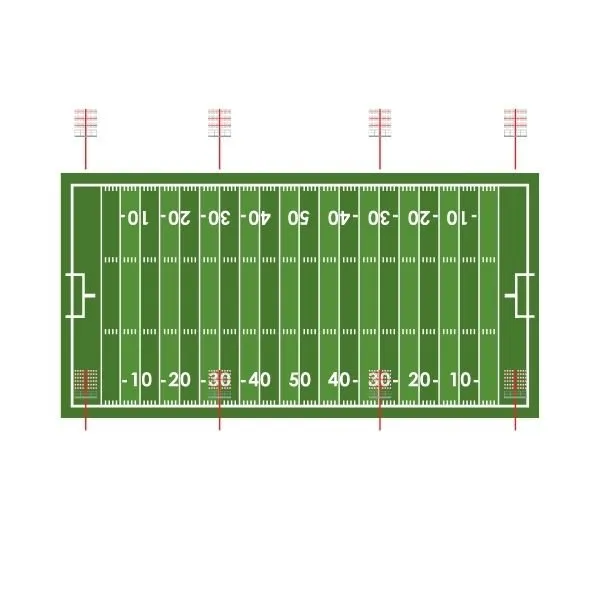 Football lights 8 poles layout