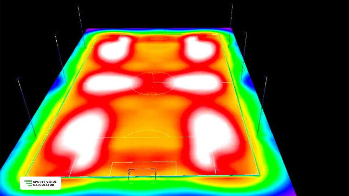 False color render for a soccer field lighting design