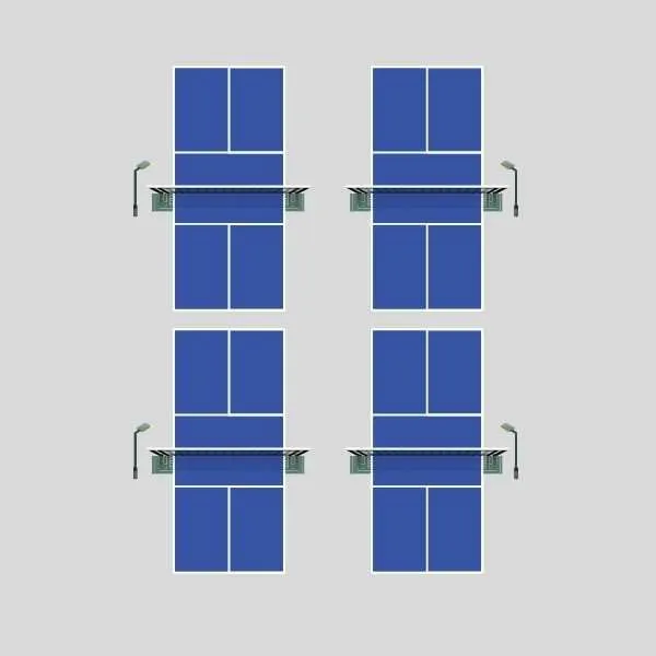 four pickleball court led lighting layout with 4 poles