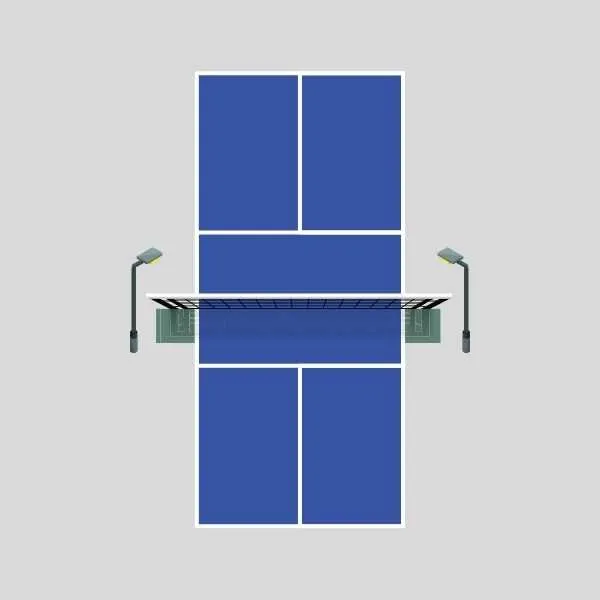 single pickleball court led lighting layout with 2 poles