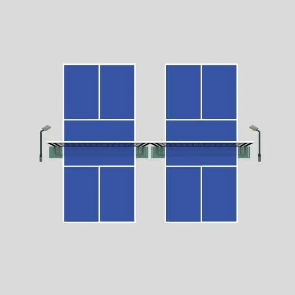 two pickleball court led lighting layout with 2 poles