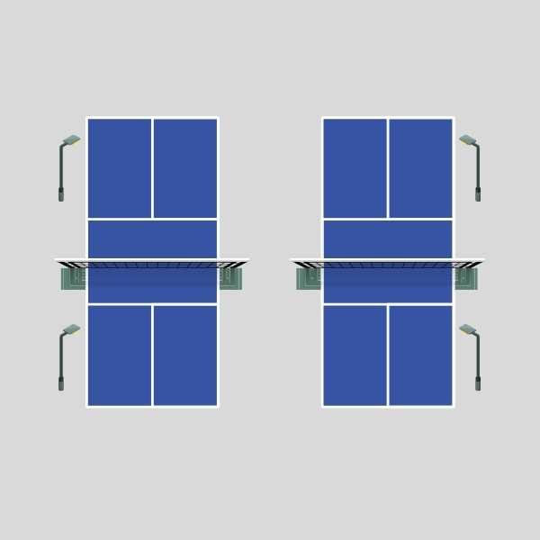 two pickleball court led lighting layout with 4 poles