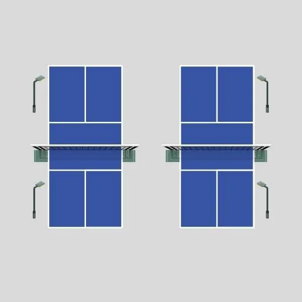 two pickleball court led lighting layout with 4 poles