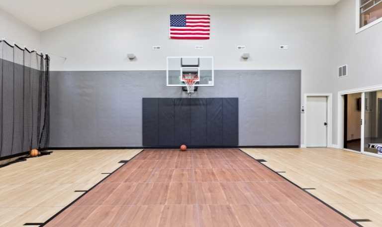 Calculate the cost of an indoor basketball court for a school or a