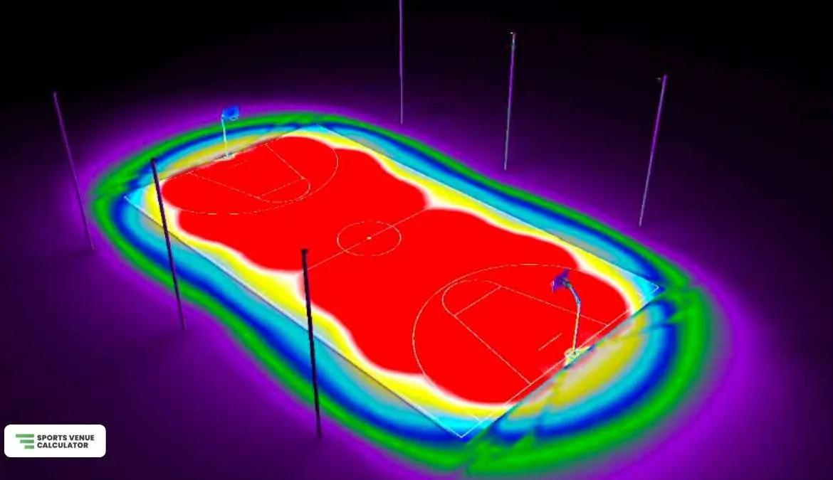 False color rendering for an outdoor basketball court