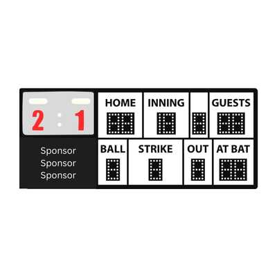 fixed digit LED baseball scoreboard with video display - horizontal