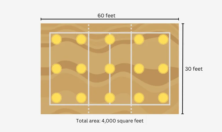 professional volleyball court lighting layout