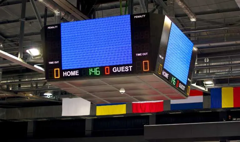 center-hung led video scoreboard