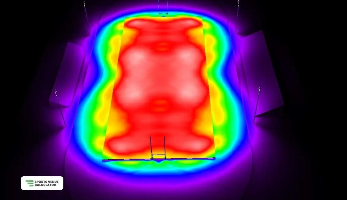 False color render for a football field lighting design