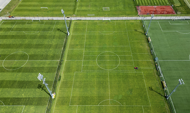 aerial shot of multi-sport artificial turf field