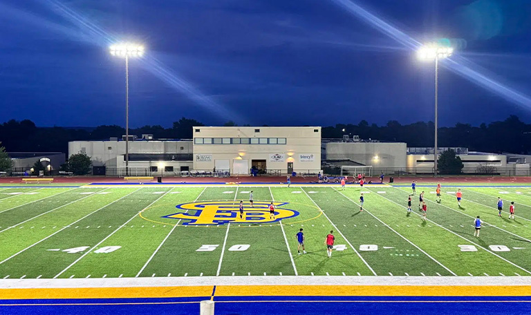 600 watt led floodlight from led lighting supply on football field