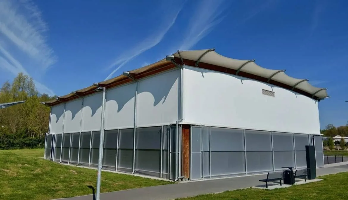 Sports canopy designed to cover a beach volleyball court